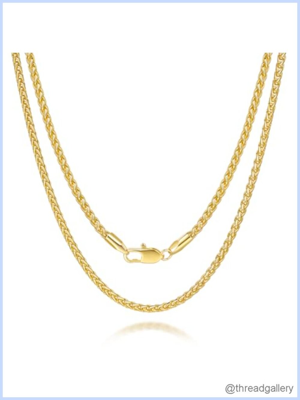 14k Gold Plated Rope Chain Necklace 2.5mm Franco Chain 20in